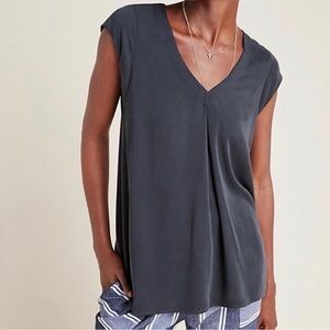 Anthropologie Charcoal V-Neck Blouse